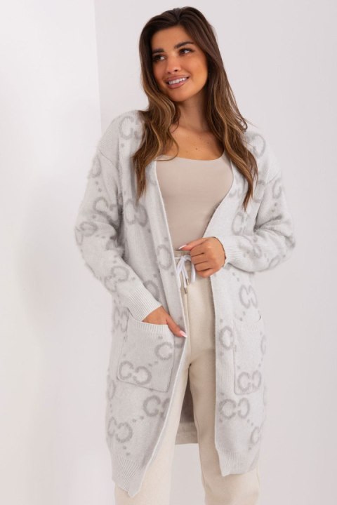 Sweter Kardigan Model AT-SW-23401-A.86 Light Grey - AT Sweter Kardigan Model AT-SW-23401-A.86 Light Grey - AT