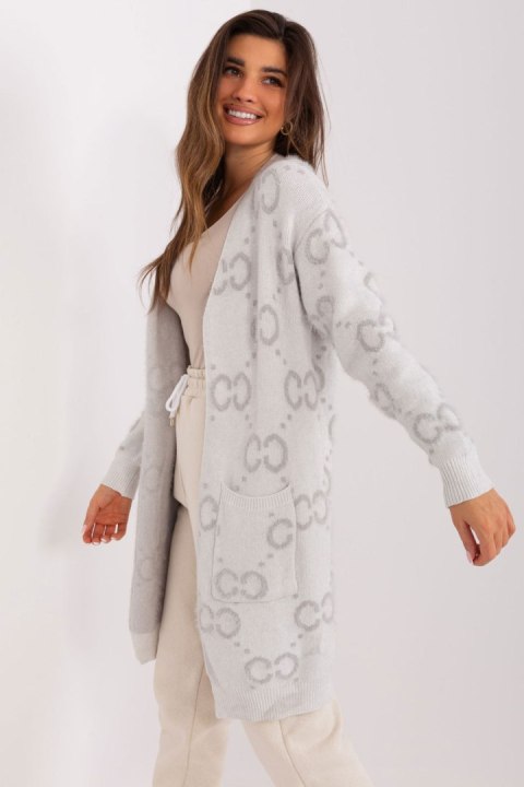 Sweter Kardigan Model AT-SW-23401-A.86 Light Grey - AT Sweter Kardigan Model AT-SW-23401-A.86 Light Grey - AT