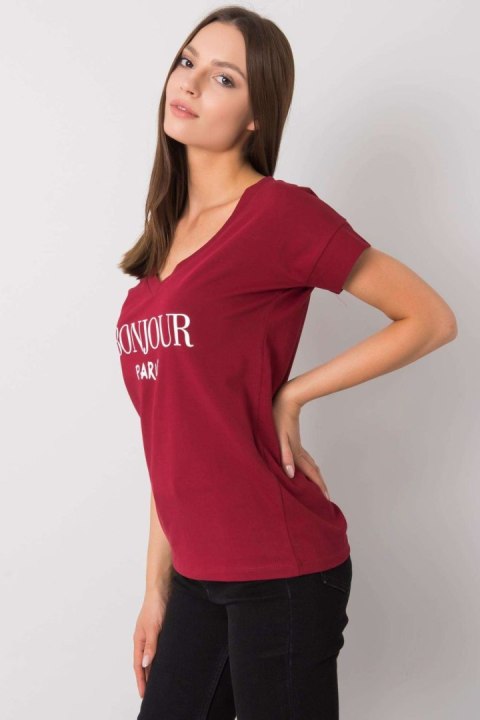 T-shirt Damski Model FA-TS-7161.32P Bordo - Fancy T-shirt Damski Model FA-TS-7161.32P Bordo - Fancy