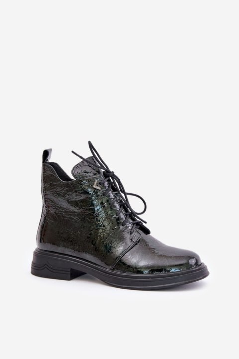 Botki Model DA LZ42-042 Dark Green Lakier - Step in style Botki Model DA LZ42-042 Dark Green Lakier - Step in style