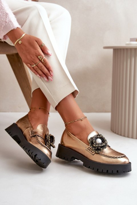 Mokasyny Model CheBello 4520 Gold - Step in style Mokasyny Model CheBello 4520 Gold - Step in style