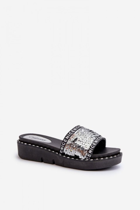 Sandał Klapki Model Rivanique G-582-02 Black/Silver - Step in style Sandał Klapki Model Rivanique G-582-02 Black/Silver - Step in style