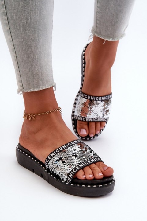Sandał Klapki Model Rivanique G-582-02 Black/Silver - Step in style Sandał Klapki Model Rivanique G-582-02 Black/Silver - Step in style