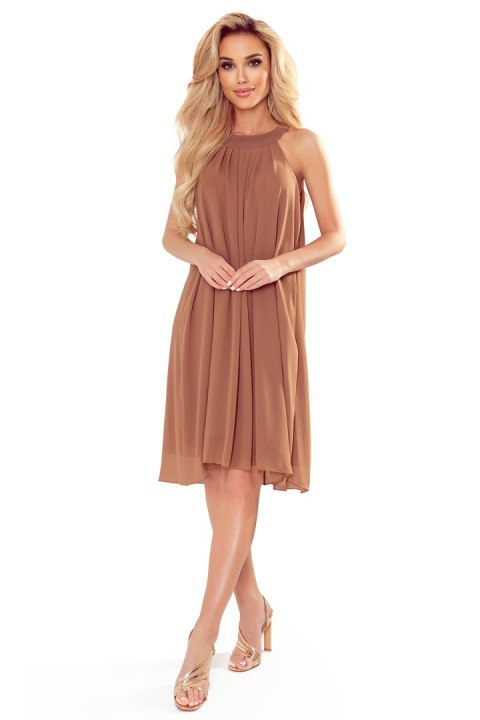 350-8 ALIZEE - szyfonowa sukienka z wiązaniem - MOCCA Numoco 350-8 ALIZEE - szyfonowa sukienka z wiązaniem - MOCCA Numoco