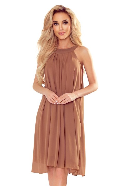 350-8 ALIZEE - szyfonowa sukienka z wiązaniem - MOCCA Numoco 350-8 ALIZEE - szyfonowa sukienka z wiązaniem - MOCCA Numoco