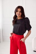 Jenna - bluzka z bufiastymi rękawami i okrągłym dekoltem