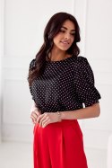 Jenna - bluzka z bufiastymi rękawami i okrągłym dekoltem