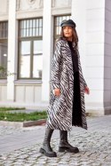 Palermo - Długi płaszcz z wiązaniem w zwierzęcy wzór