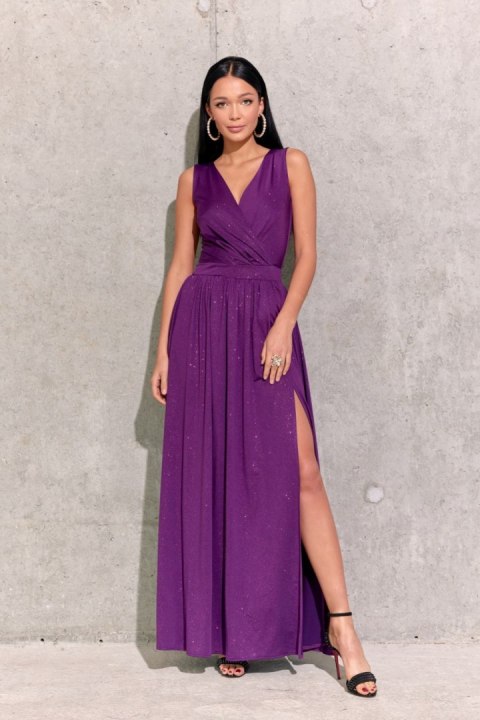 Cheryl - brokatowa sukienka maxi z wiązaniem na plecach Cheryl - brokatowa sukienka maxi z wiązaniem na plecach