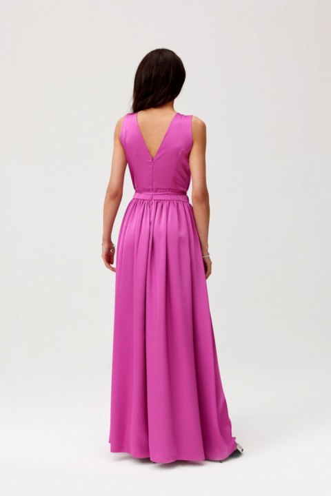 Paloma - satynowa sukienka maxi z ozdobną różą Paloma - satynowa sukienka maxi z ozdobną różą