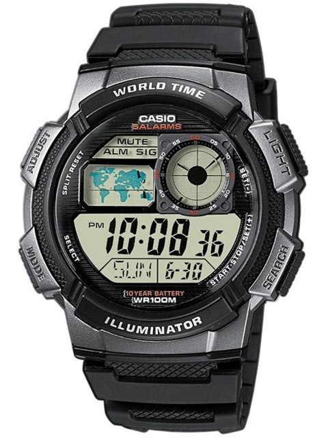 ZEGAREK MĘSKI CASIO AE-1000W 1BVDF (zd073g) - WORLD TIME + BOX ZEGAREK MĘSKI CASIO AE-1000W 1BVDF (zd073g) - WORLD TIME + BOX