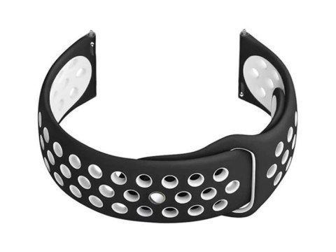 Pasek gumowy do smartwatch U11 - czarny/biały - 20mm Pasek gumowy do smartwatch U11 - czarny/biały - 20mm