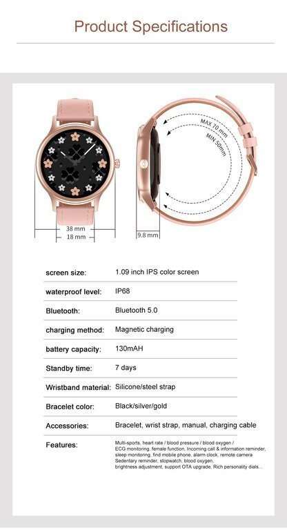 SMARTWATCH DAMSKI PACIFIC 18-2 - BRANSOLETA + PASEK: Rosegold / Biały (sy015b) SMARTWATCH DAMSKI PACIFIC 18-2 - BRANSOLETA + PASEK: Rosegold / Biały (sy015b)