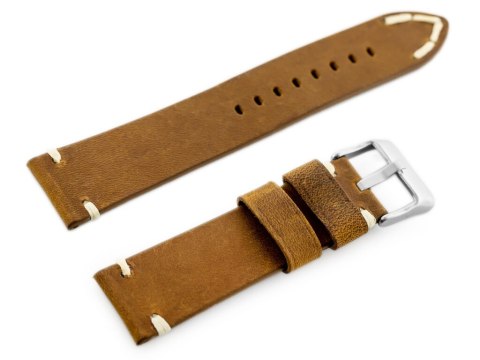 Pasek skórzany do zegarka W93 - brąz/biała - 20mm Pasek skórzany do zegarka W93 - brąz/biała - 20mm