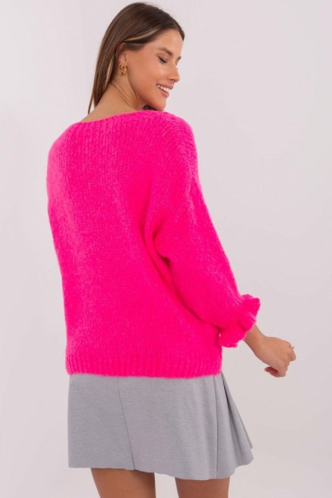 Sweter Damski Model MI-SW-2912.10X Fluo Pink - Italy Moda Sweter Damski Model MI-SW-2912.10X Fluo Pink - Italy Moda