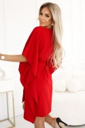 287-35 SOFIA Sukienka motyl z wiązaniem w pasie - CZERWONA Numoco