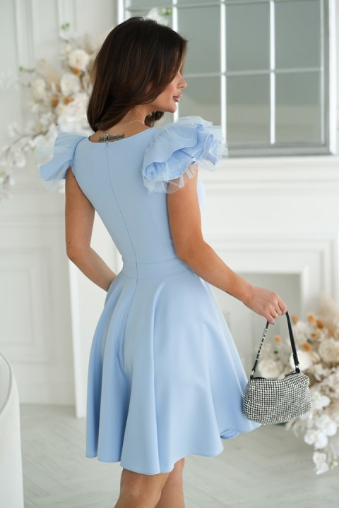 SUKIENKA Z BUFKAMI NA RAMIONACH - Baby blue SUKIENKA Z BUFKAMI NA RAMIONACH - Baby blue