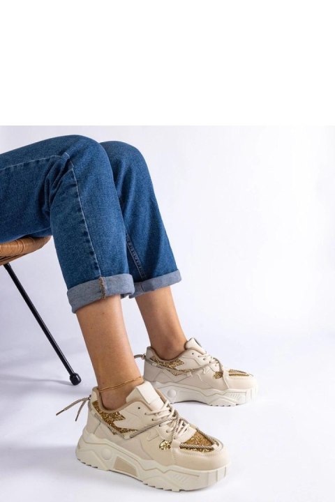 Beżowe sneakersy damskie z brokatem Agar - Solea Beżowe sneakersy damskie z brokatem Agar - Solea