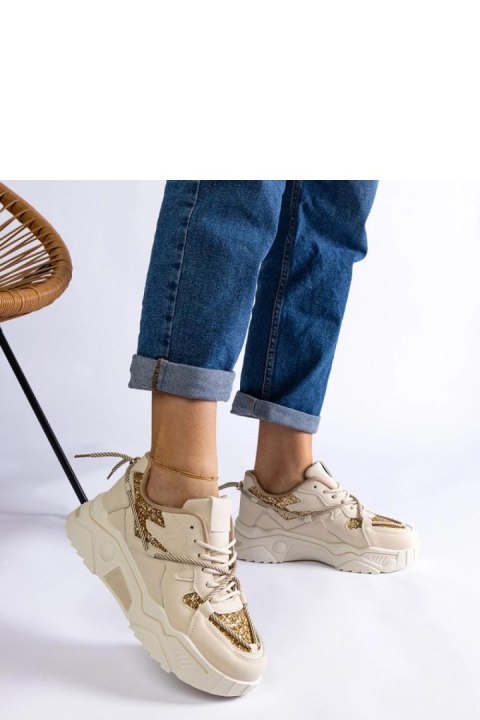 Beżowe sneakersy damskie z brokatem Agar - Solea Beżowe sneakersy damskie z brokatem Agar - Solea