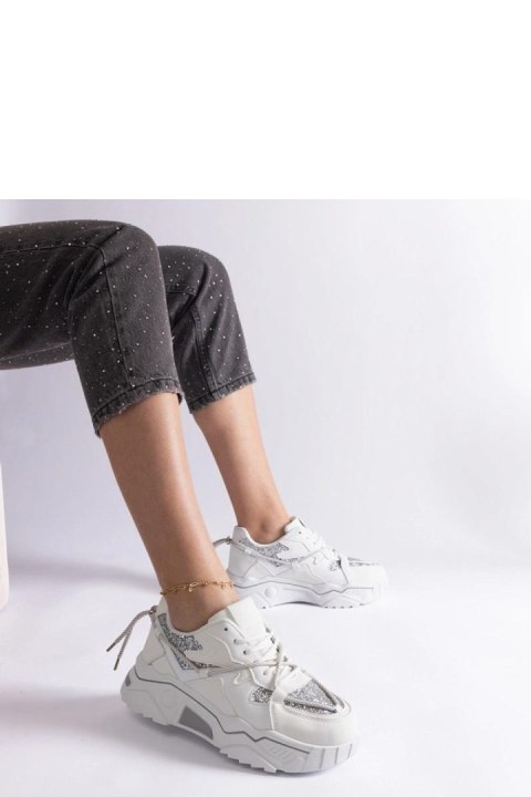 Białe sneakersy damskie z brokatem Agar - Solea Białe sneakersy damskie z brokatem Agar - Solea