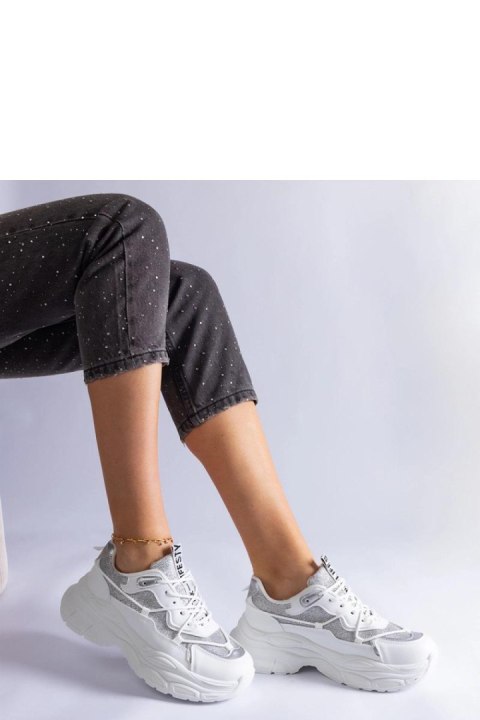 Białe sneakersy z brokatowymi wstawkami Rigel - Solea Białe sneakersy z brokatowymi wstawkami Rigel - Solea