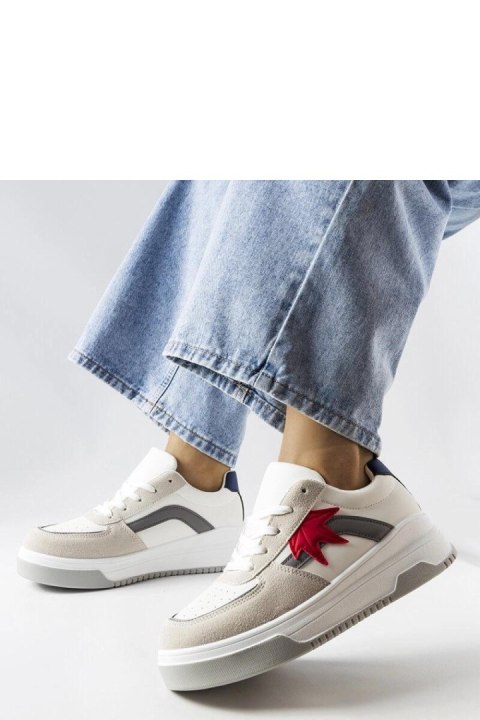 Białe sneakersy z eko zamszową wstawką Kollins - Solea Białe sneakersy z eko zamszową wstawką Kollins - Solea
