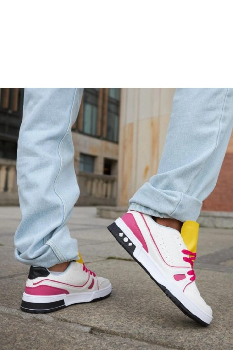 Biało-różowe sneakersy z żółtym językiem Archie - Solea Biało-różowe sneakersy z żółtym językiem Archie - Solea