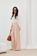Ginny - długie spodnie z szerokimi nogawkami i elastyczną talią Roco Fashion