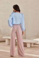 Ginny - długie spodnie z szerokimi nogawkami i elastyczną talią Roco Fashion
