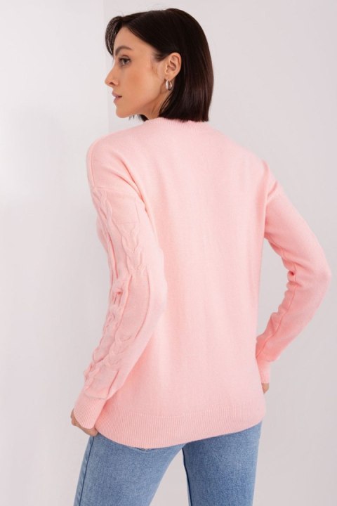 Sweter Damski Model AT-SW-2340.22 Light Pink - AT Sweter Damski Model AT-SW-2340.22 Light Pink - AT