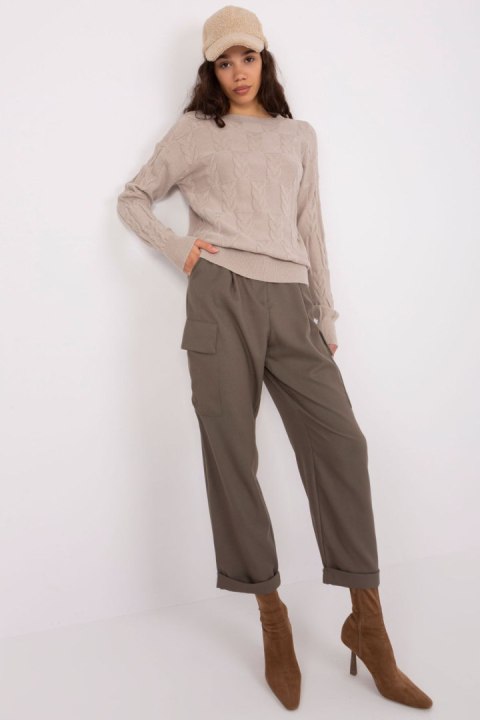Sweter Damski Model AT-SW-2340.43 Beige - AT Sweter Damski Model AT-SW-2340.43 Beige - AT