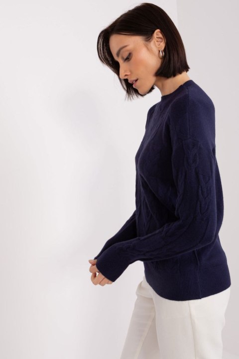 Sweter Damski Model AT-SW-2340.80 Navy - AT Sweter Damski Model AT-SW-2340.80 Navy - AT