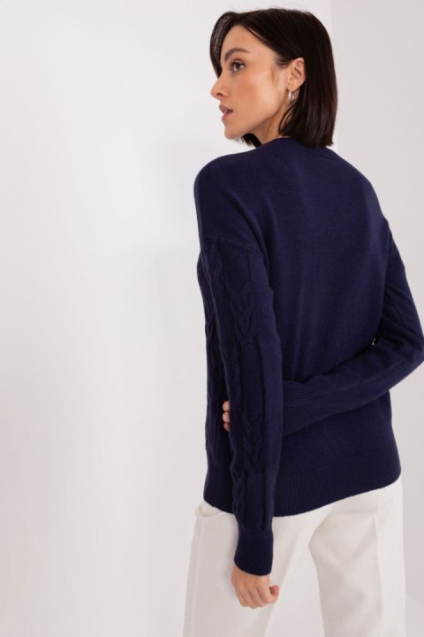 Sweter Damski Model AT-SW-2340.80 Navy - AT Sweter Damski Model AT-SW-2340.80 Navy - AT