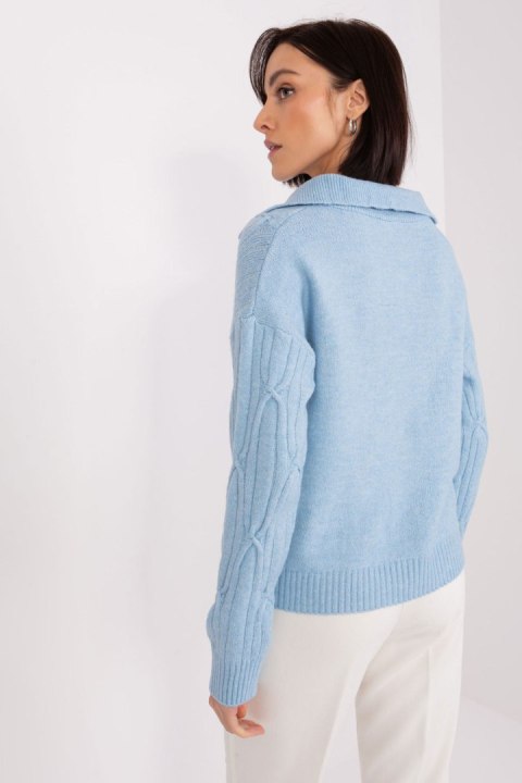 Sweter Damski Model AT-SW-2349-2.27 Light Blue - AT Sweter Damski Model AT-SW-2349-2.27 Light Blue - AT