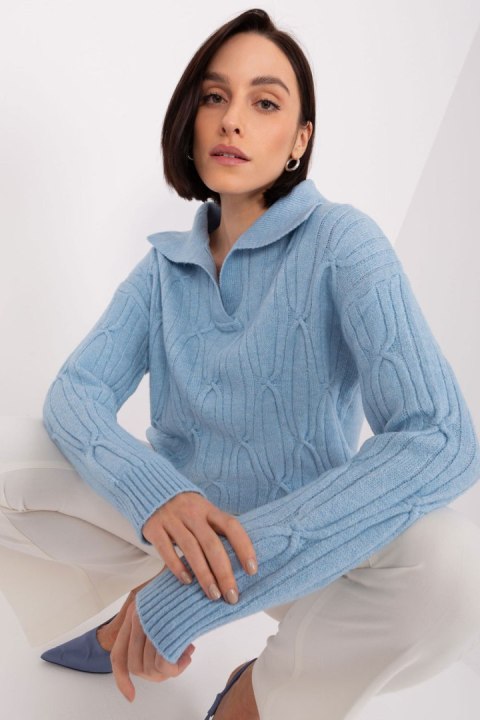 Sweter Damski Model AT-SW-2349-2.27 Light Blue - AT Sweter Damski Model AT-SW-2349-2.27 Light Blue - AT