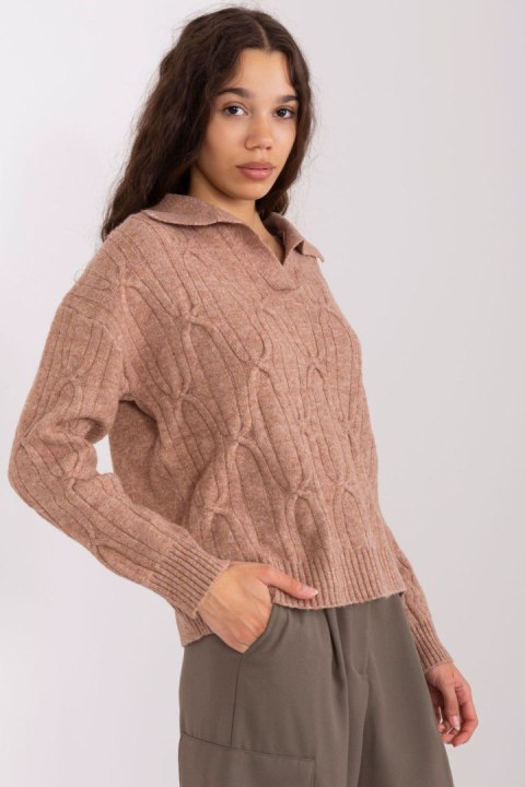 Sweter Damski Model AT-SW-2349-2.96 Brown - AT Sweter Damski Model AT-SW-2349-2.96 Brown - AT