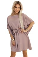 287-37 SOFIA Sukienka motyl z wiązaniem w pasie - MOCHA MOUSSE Numoco