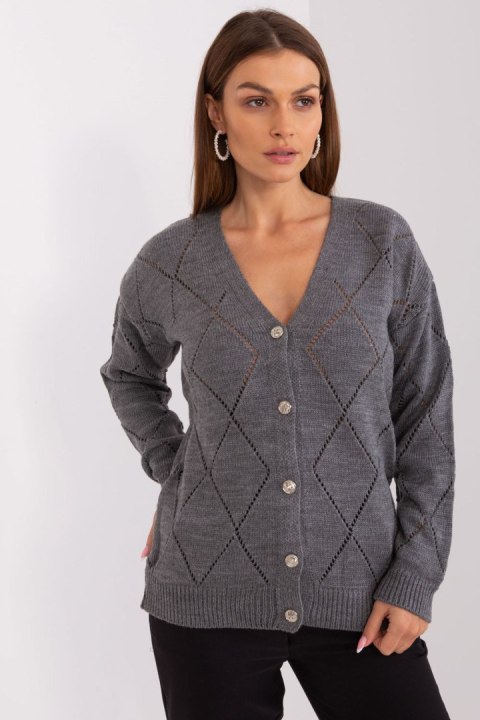 Sweter Damski Model LC-SW-A10-1.19P Dark Grey - Rue Paris Sweter Damski Model LC-SW-A10-1.19P Dark Grey - Rue Paris
