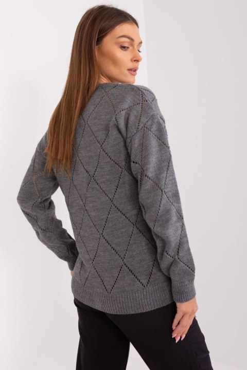 Sweter Damski Model LC-SW-A10-1.19P Dark Grey - Rue Paris Sweter Damski Model LC-SW-A10-1.19P Dark Grey - Rue Paris
