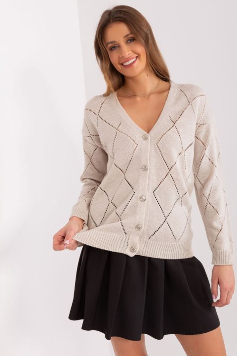 Sweter Damski Model LC-SW-A10-1.23X Beige - Rue Paris Sweter Damski Model LC-SW-A10-1.23X Beige - Rue Paris