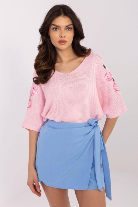 Sweter Damski Model MI-SW-7003.21 Light Pink - Italy Moda Sweter Damski Model MI-SW-7003.21 Light Pink - Italy Moda