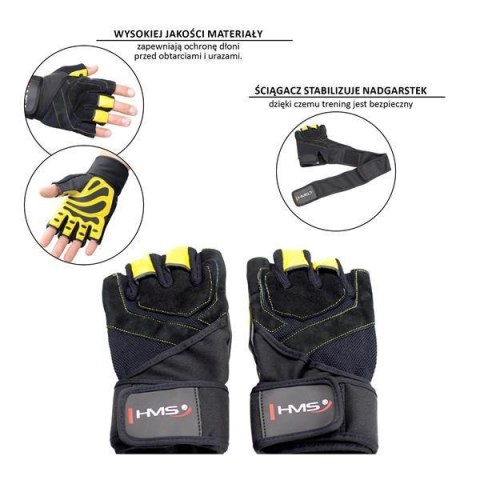 RST01 BLACK/YELLOW ROZM. M RĘKAWICE NA SIŁOWNIĘ HMS HMS RST01 BLACK/YELLOW ROZM. M RĘKAWICE NA SIŁOWNIĘ HMS HMS