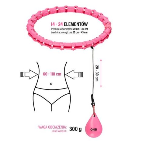 OHA02 HULA HOP PINK Z WYPUSTKAMI I OBCIĄŻNIKIEM ONE FITNESS ONE FITNESS OHA02 HULA HOP PINK Z WYPUSTKAMI I OBCIĄŻNIKIEM ONE FITNESS ONE FITNESS