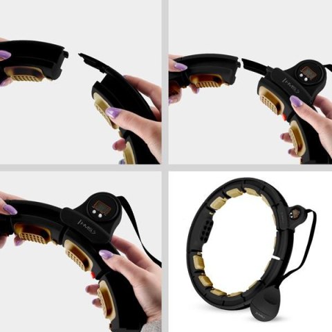 HHM13 HULA HOP BLACK/GOLD Z MAGNESAMI I OBCIĄŻNIKIEM + LICZNIK HMS HMS HHM13 HULA HOP BLACK/GOLD Z MAGNESAMI I OBCIĄŻNIKIEM + LICZNIK HMS HMS