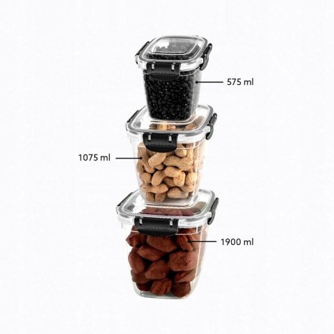 Kpl pojemników kwadratowych MASTER 3 cz. 575,1075,1900 ml Katex Kpl pojemników kwadratowych MASTER 3 cz. 575,1075,1900 ml Katex