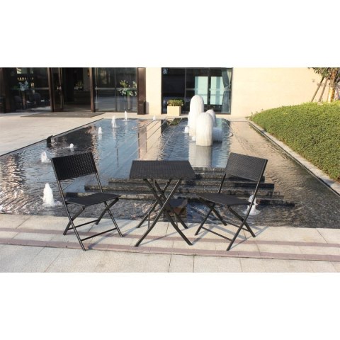 ZESTAW MEBLI BALKONOWYCH STÓŁ 58X58X70CM I 2 KRZESŁA CZARNY Saska Garden ZESTAW MEBLI BALKONOWYCH STÓŁ 58X58X70CM I 2 KRZESŁA CZARNY Saska Garden