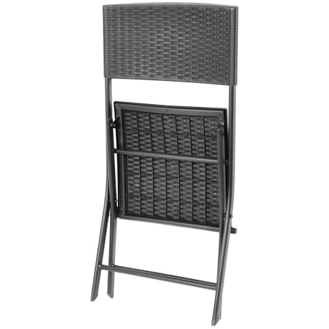 ZESTAW MEBLI BALKONOWYCH STÓŁ 58X58X70CM I 2 KRZESŁA CZARNY Saska Garden ZESTAW MEBLI BALKONOWYCH STÓŁ 58X58X70CM I 2 KRZESŁA CZARNY Saska Garden