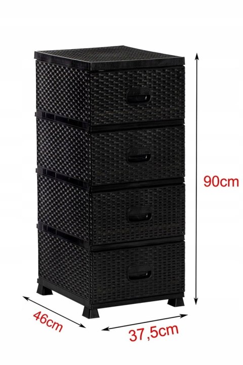 Komoda RATTAN 38x45x90 czarna Katex Komoda RATTAN 38x45x90 czarna Katex