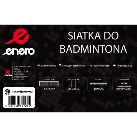 SIATKA DO BADMINTONA 6x0,75M ENERO Enero SIATKA DO BADMINTONA 6x0,75M ENERO Enero