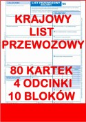 Krajowy List Przewozowy 80 kartek - 4 odcinki - 10 sztuk PAKO
